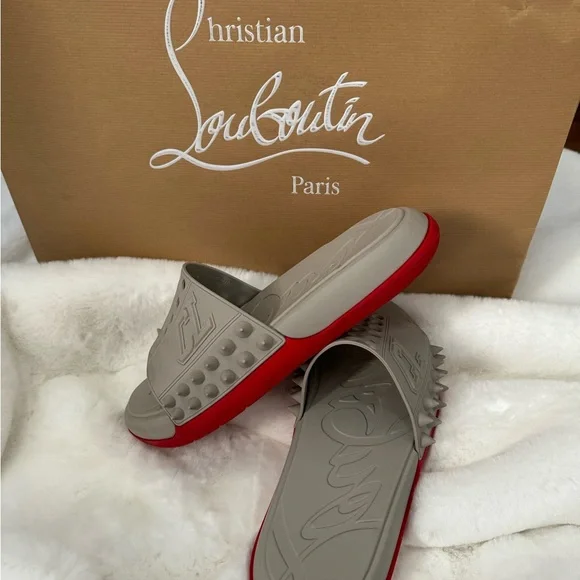 Christian Louboutin White Shearling Men\'s slides sz44 $399 Christian louboutin shearling - Gem main image 4
